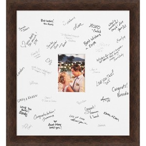 Warm Walnut Signature Mat Picture Frame – Guest Book Alternative for Weddings, Graduations, or Retirement – Autograph Photo Mat for Signature Board - 1 of 4