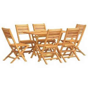 vidaXL Patio Dining Set Outdoor Table and Chair Furniture Solid Wood Teak - 1 of 4