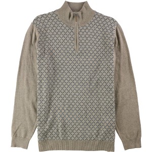 Tasso Elba Mens Patterned Quarter Zip Knit Sweater, Brown, XX-Large - 1 of 1