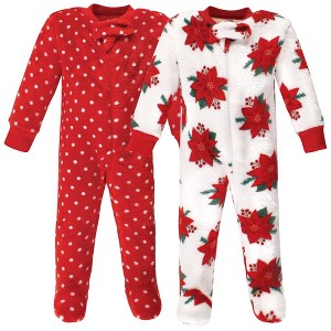 Hudson Baby Infant Girl Plush Sleep and Play, Poinsettia - 1 of 4