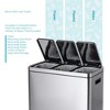 Home Zone Living 16 Gallon Triple-Compartment Kitchen Trash and Recycling Can with Soft Close Lids, Stainless Steel, Silver - 3 of 4