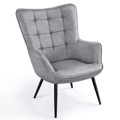 Yaheetech Leather Wingback Accent Chair Armchair for Living Room