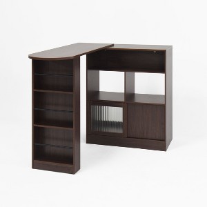 VANIRROR Bar Cabinet with Rotating Top, Counter Height Dining Cabinet with 6 Storage Spaces & 2 Glass Doors For Kitchen, Dining Room, Living Room - 1 of 3