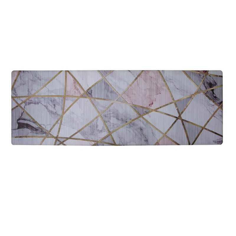 J&V TEXTILES 20" x 55" Oversized Cushioned Anti-Fatigue Kitchen Runner Mat (Gold Marble), 1 of 5