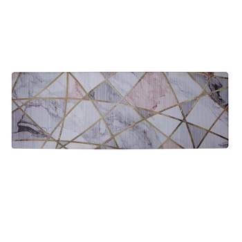 J&V TEXTILES 20" x 55" Oversized Cushioned Anti-Fatigue Kitchen Runner Mat (Gold Marble)