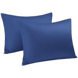 PiccoCasa Breathable Soft Comfortable Sold Cotton Zippered Pillowcases 2 Pcs - 1 of 4