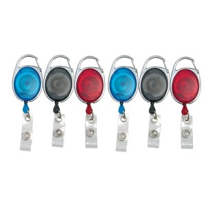 SICURIX Quick Clip Oval ID Badge Reel, Red, Blue, Smoke, 3 Per Pack, 2 Packs - 1 of 4
