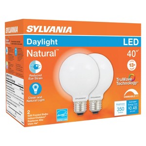 Sylvania Natural G25 E26 (Medium) LED Bulb Daylight 40 Watt Equivalence 2 pk - 1 of 1