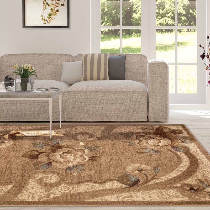 Traditional Oversized Floral Border Power-Loomed Living Room Bedroom Entryway Indoor Area Rug or Runner by Blue Nile Mills, 5 of 7