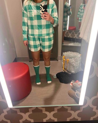 Colsie Women's Size Medium Mint Green Moon & Star Print Pajama Set w/ Socks
