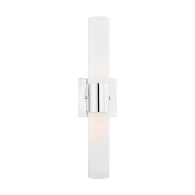 Aero Polished Chrome 2-Light Vanity with Etched Opal Glass