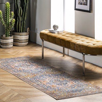 Harriet Vintage Medallion Fringe Rust Runner Rug - 2' 6" x 14'
