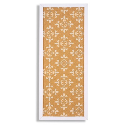 Juvale Decorative Cork Boards for Walls, Framed Tack Bulletin Board with White Border and Floral Print for Bedroom Wall Decor, Dorm Room, 10 x 24 in