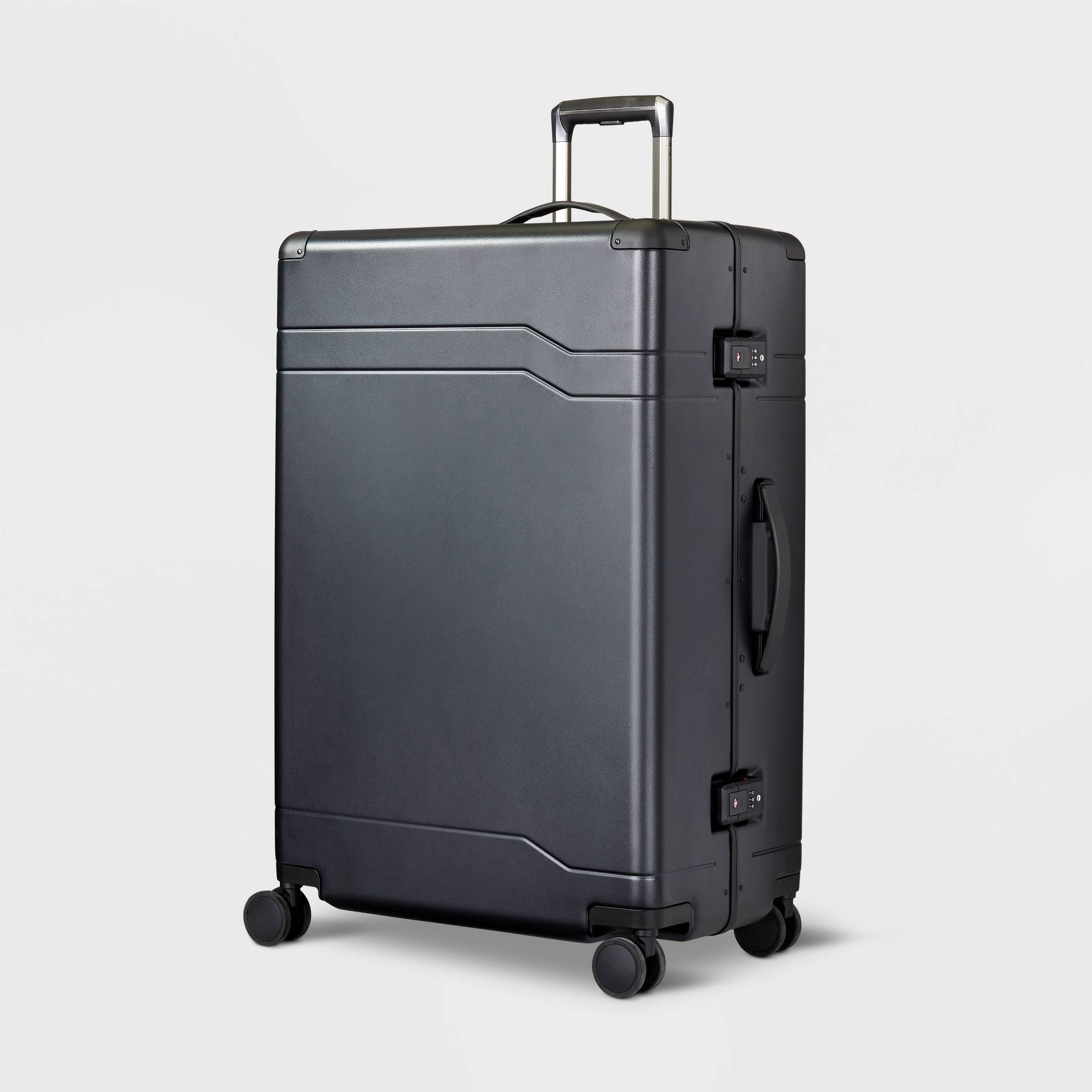Signature Hardside Trunk Large Checked Spinner Suitcase Black - Open Story™: Travel Suitcase