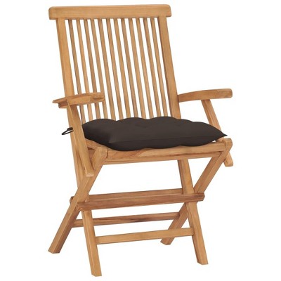 vidaXL 4X Solid Teak Patio Chair Set w/Taupe Cushions - Foldable Garden Lounge Seats for Outdoor