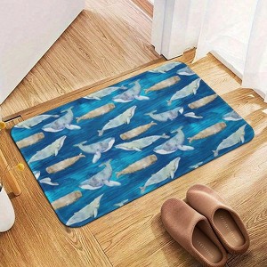 Whale Bathroom Rugs Winter Bath Mat Absorbent Non Slip Bathroom Mat Christmas Soft Floor Carpet 16x20 Inches - 1 of 1