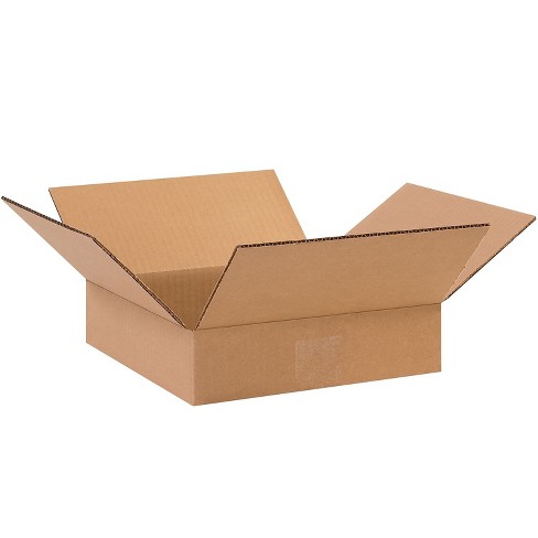 Box Partners Flat Corrugated Boxes 10 x 10 x 2 Kraft 25/Bundle 10102