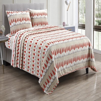 Plazatex Gnome Santa Wrinkle Resistant Bed Sheet Set, Beige