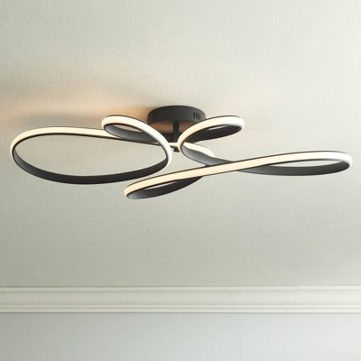 Helix Black LED Ribbon Semi-Flush Mount Ceiling Light