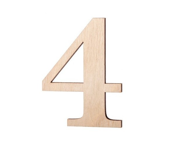 2.5" Wood Number 4 - Hand Made Modern