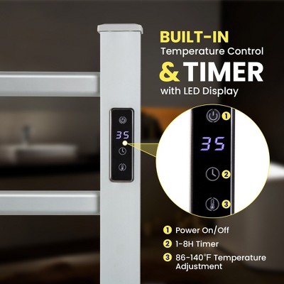 Silver Freestanding and Wall-mounted 6-Bar Aluminum Towel Warmer