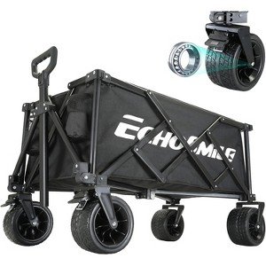 Acoinel Collapsible Folding Utility Wagon Cart, Adjustable Handle, 350lb/400lb Capacity, Black, Outdoor Use - 1 of 4