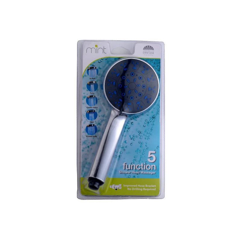 5 Spray Pattern High Pressure Wall Mount Handheld Shower Head with Stainless Hose Silver - J&#38;V TEXTILES, 1 of 4