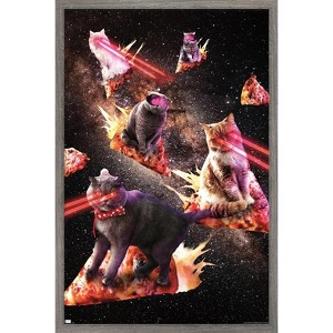 Trends International James Booker - Galaxy Laser Cats on Pizza Framed Wall Poster Prints - 1 of 4