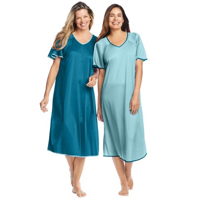 Only Necessities Plus Size 2-Pack Short Silky Gown