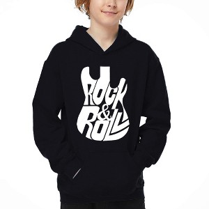 LA Pop Art Rock And Roll Guitar - Boy's Word Art Hooded Sweatshirt - 1 of 4