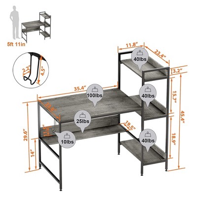 Gray Wood Computer Desk with Headphone Hook