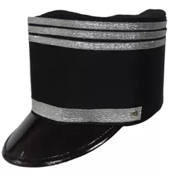 Dress Up America Black Marching Band Hat for Adults - Drum Major Hat with Silver Trim