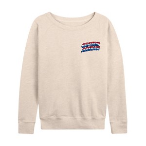 Women's - Marvel - Captain America Comic Book Super Soldier Lightweight French Terry Wide Neck Long Sleeve Shirt - 1 of 4