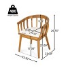 Outdoor Acacia Wood Dining Chairs Set of 2,Fabric Upholstered Dining Chairs with Curved Backrest,Wood Armchairs for Garden Balcony-Coolbibila - 4 of 4