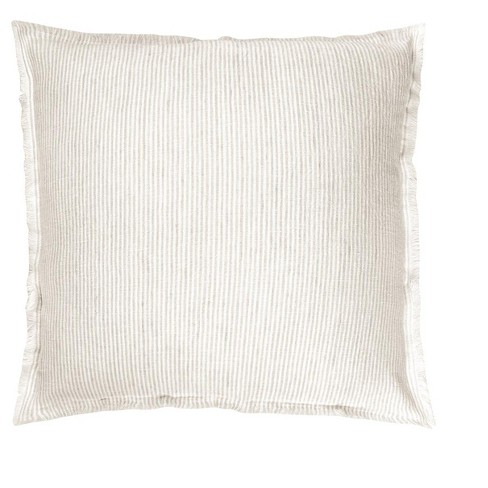 Saro Ruffled Linen Throw Pillow - Natural