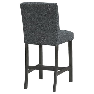 Alba Boucle Upholstered Black Wood Counter Stools Set of 2