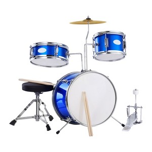 3-Piece Kids Drum Set, 14 in Beginner Drum Set with Adjustable Throne Cymbal Pedal, Starter Drum Kit for Child Kids - 1 of 4