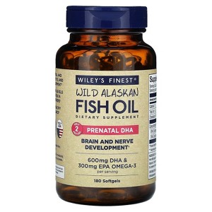 Wiley's Finest Wild Alaskan Fish Oil, Prenatal DHA, 180 Softgels - 1 of 3