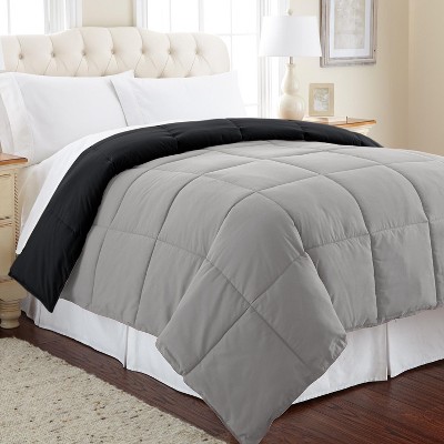 King Anthracite and Silver Reversible Down Alternative Comforter Set