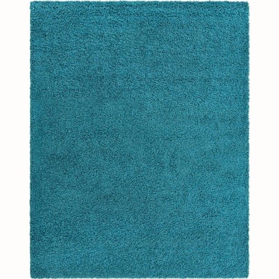 Aqua Blue 8' x 10' Reversible Shag Area Rug