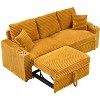 NicBex 80 Inch Corduroy 2 Seat Sofa with Foldable Chaise Longue and Cup Holders for Living Room,Apartment,Office,Yellow - 2 of 4