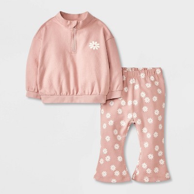 Baby Girls' French Terry Top & Bottom Set - Cat & Jack™ Light Pink 18M