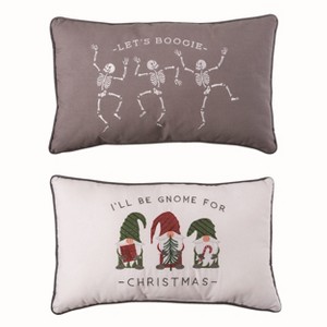 Transpac Polyester 20 in. Multicolor Christmas Reversible Gnome Bones Pillow - 1 of 2