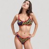 Anna-Kaci Women's Two Piece Bikini Set with Floral Print and Contrast Trim Scoop Neck and High Leg Bottoms - 2 of 4