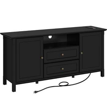 Yaheetech 58in Modern TV Console Table with Power Outlet Black