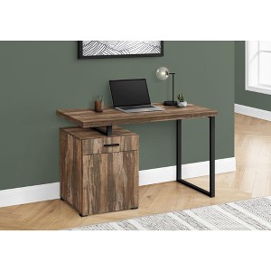 Monarch Specialties Computer Desk Home Office Laptop Left Right Set-Up Storage Drawers 48InchL Work Metal Laminate Brown Black Contemporary Modern - 1 of 4