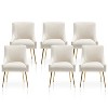 SEYNAR Modern Glam Boucle Pleated Velvet Dining Chair or Vanity Chair Set of 6 with Rear Handle - 2 of 4