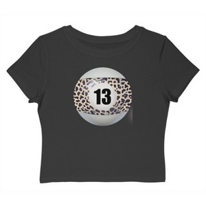 Rerun Island Women's 13 Ball Animal Print Short Sleeve Graphic Cotton Baby Tee - Caviar 3X - 1 of 4
