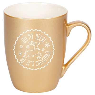 Elanze Designs Oh My Deer! It Is Christmas! Vegas Gold 10 ounce New Bone China Coffee Cup Mug