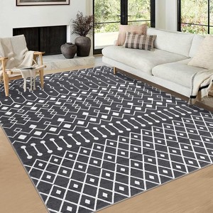 Washable Area Rugs for Living Room Vintage Distressed Throw Rugs Ultra-Soft Low Pile Boho Floral Accent Carpet Traditional Indoor Carpet - 1 of 4